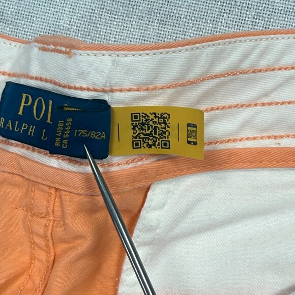 Polo Ralph Lauren Cargo Shorts Flat Front Orange Cotton Pockets Size 32 - Picture 10 of 12